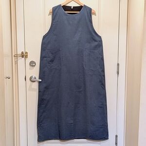 NWOT Beckwoman L 100% Cotton Fully Lined Powder Blue Front Pocket Dress